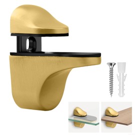 Regalträger aus Zinklegierung, verstellbare Glasklemme, Regalhalterungen, robuste Wandmontage, Unterstützung für Zuhause, Badezimmer, Küche, Hardware (Gold)