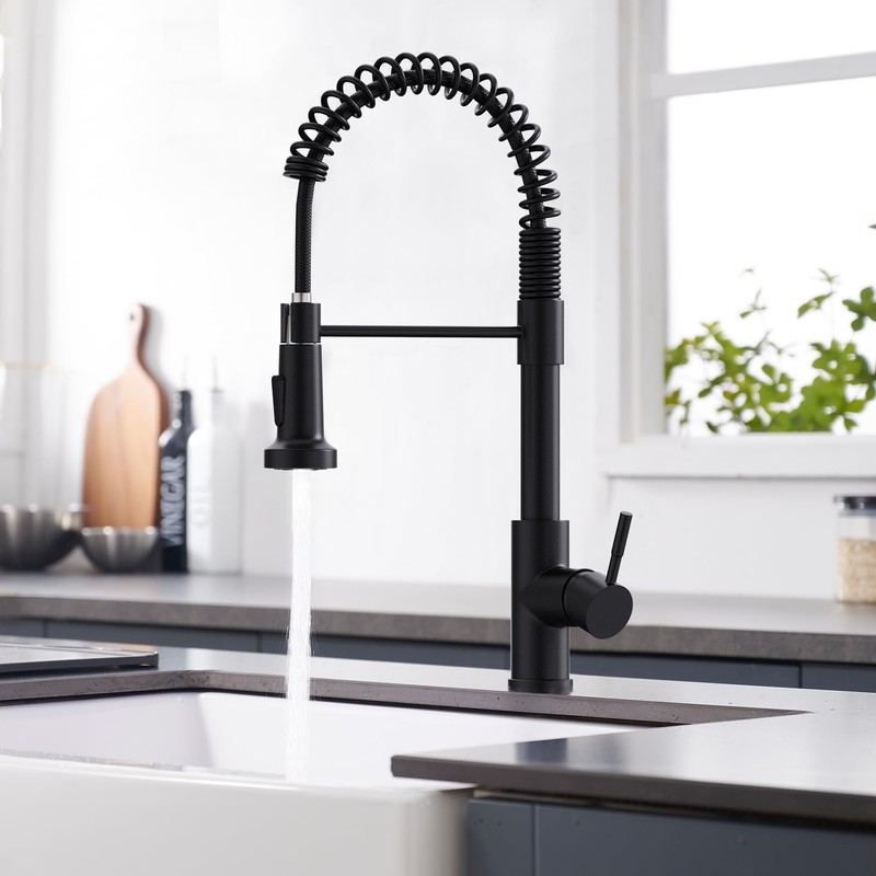 GIMILI Black Kitchen Faucet with Pull Down Sprayer Single Hole