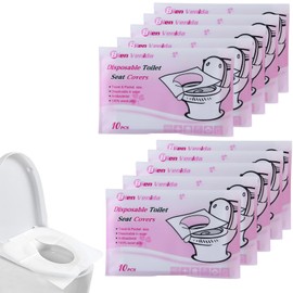 TUMYES Fundas de Asiento de Inodoro Desechables, Fáciles de Transportar, Solubles en Agua, Tamaño Universal Adecuadas para Viajar, Salir, Aseos Públicos 100PCS