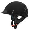 VCAN Cruiser Solid Flat Black Half Face Motorcycle Helmet (Scramble