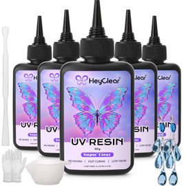 HeyClear 500g UV Resin Liquid - Ultra Transparent, Low Odor, Hard, Fast Curing Resin, Suitable for DIY Beginners, Coating, Craft Decoration, Jewelry Making Earrings and Necklaces