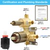 Homekicen 3-Way Shower Diverter Valve Replacement, Pressure Balancing Hidden 3