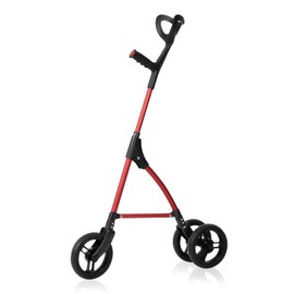 DAILYLIFE Rollator Walkers for Seniors, Steerable Cane with 7.5" Wheels, Foldable 3 Wheels Rolling Cane with Adjustable Heights, Brakeless Aluminum Crutches - Red