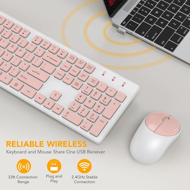 SABLUTE Wireless Keyboard and Mouse, Full-Size Wireless Mouse and Keyboard