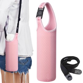 fogman Water Bottle Cover, Stylish, Plastic Bottle Cover, Thermos, Portable, with Strap (Pink)
