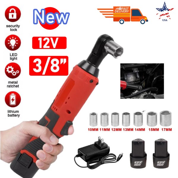 Unbranded 3/8'' Cordless Ratchet Right Angle Wrench 12V Impact Power