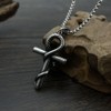 Rockyu Men's Stainless Steel Snake Motif Cross Necklace Silver Chain