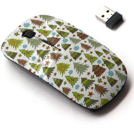 CJCBROES 2.4G Wireless Mouse with Cute Pattern Design for All Laptops and Desktops with Nano Receiver - Christmas Cute