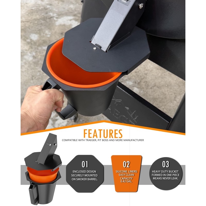 Upgraded Grease Bucket with Lid & Silicone Liner, Drip Bucket
