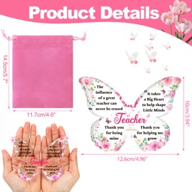 DPKOW Thank You Teacher Gifts for Women, Teacher Appreciation Gifts Nursery Teachers Teaching Assistant End of Year Leaving Gift, Butterfly-Shaped Acrylic Plaque Teachers Christmas Birthday Gift