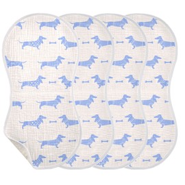 YYZZH Cute Dachshund Dog and Bone Pattern Muslin Burp Cloths for Baby 4 Pack 100% Cotton Baby Washcloths Bibs for Boy Girl