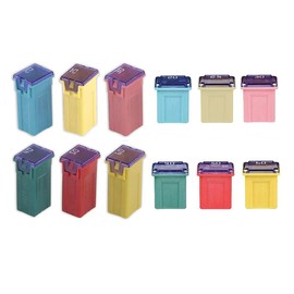 GUUZI 12pcs 12V-24V Automotive Tall/Low Profile Jcase Box-Shaped Assortment Fuse Set (20A/25A/30A/40A/50A/60A) Compatible for Pickup Trucks, Cars
