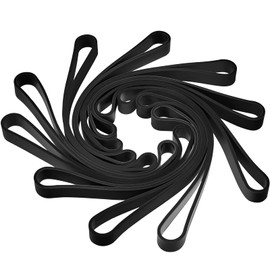Fabbay 10 Pcs Large Heavy Duty Silicone Rubber Bands 8 Inch Thick Black Rubber Bands Big Silicone Elastic Strap for Wrapping File(Standard Resilience)