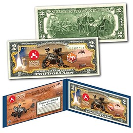 Mars 2020 Perseverance Rover Landing NASA Space Program Uncirculated Two Dollar Bill Special Edition Collectible Display Holder and Certificate