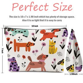 XFN Dog Lovers Gifts for Women, Dog Themed Gifts Makeup Bag, Cartoon Dogs Cosmetic Bag Travel Pouch for Women Girls Daughter Sisters Friendship Graduation Birthday