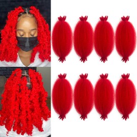 Red Springy Afro Twist Hair 8 Inch Afro Twist Hair 8 Packs Pre fluffed Spring Twist Hair for Soft Locs Synthetic Marley Twist Braiding Hair