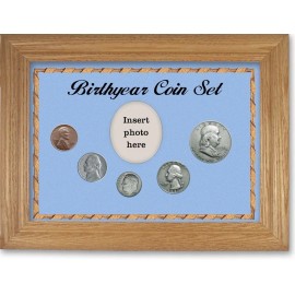 SpecialYearGifts.com Framed Birth Year Coin Gift Set For Boys, 1950 - Dark Oak