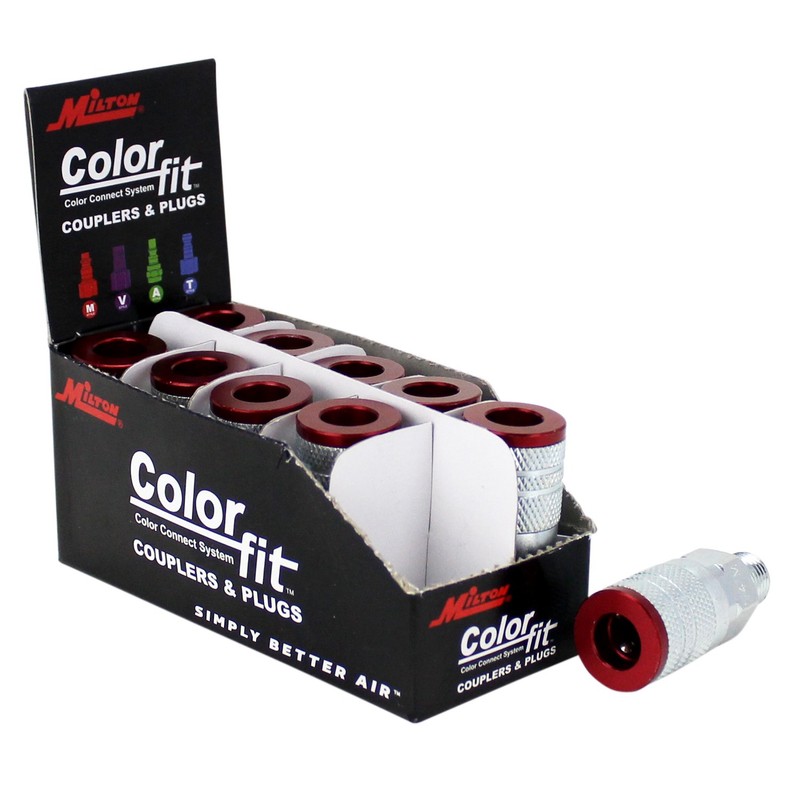 ColorFit by Milton 716MC Pneumatic Couplers - (M-Style, Red) -