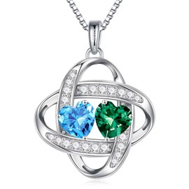 Iefil March May Birthstone Necklace Aquamarine Emerald Birthstone Jewelry Mothers Day Necklace for Mom Wife Mothers Day Necklace Anniversary Birthday Gift for Her Wife Anniversary Necklace for Wife