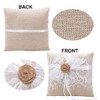 Amajoy Vintage Rustic Burlap Lace Wedding Ring Pillow ring cushion