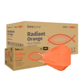 BeeSure BE2620case Radiant Face Masks, 4-Ply, Earloop, Disposable, Orange (Pack of 320)