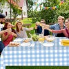 2pcs 137*274cm Blue White Checkered Table Cloth Party,Square Plastic Table