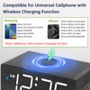 DreamSky Wooden Digital Alarm Clock with Wireless Charging for Bedroom,