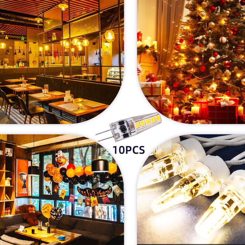 Flylin 10Pcs G4 LED Light Bulbs, 2W Dimmable Bi-pin G4