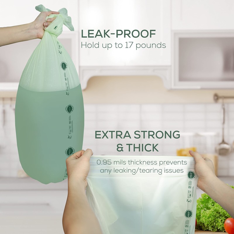 ANECO Compostable Food Waste Bags 13 Gallon, 50 Count, Extra