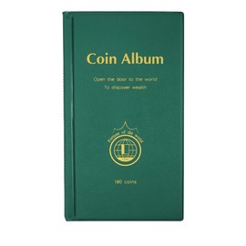 MUDOR 180-Pocket Coin Collection Album, Coin Collection Collector Holder Book, Collector Album Suitable for Coins with a Diameter of Less Than 4.4 cm (Green)