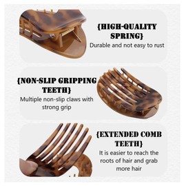 LSTKLY Flat Hair Claw Clips for Women Round Lay Down Hair Clip French Strong Hold Hair Barrettes for Thick or Thin Hair No Slip Flat Clips for Women and Girls Tortoiseshell Leopard