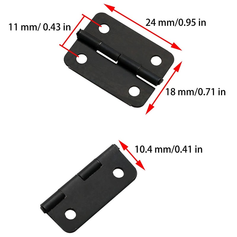 Ruiwaer 50pcs Metal Mini Hinges Retro Hinges 24x18mm with Screws