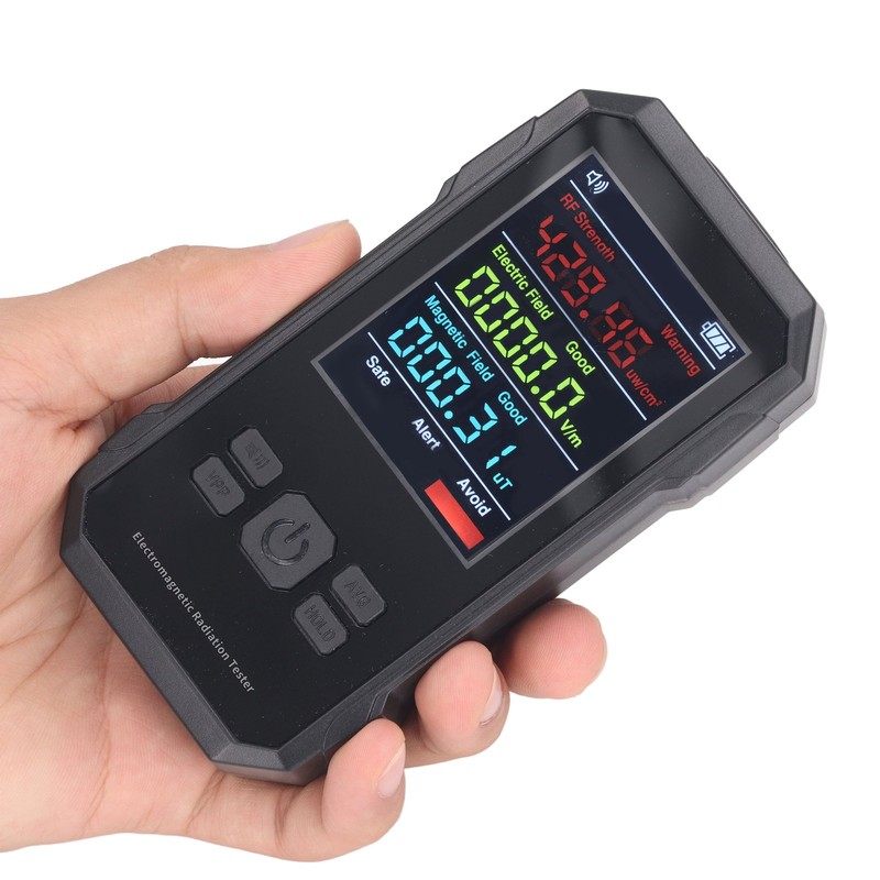 Radiation Detector Black Digital EMF Meter LED Display Handheld RF