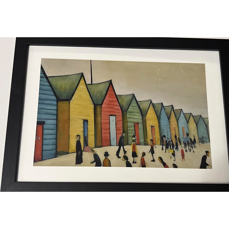 Greetingles Lowry-Style Framed Print. Beautiful Black Ash Frame (Lowry, LS