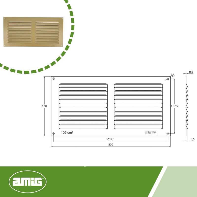 Amig - Rectangular Aluminium Ventilation Grille | Ventilation Grille for