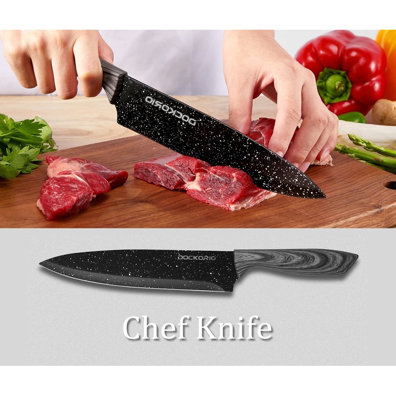 Dockorio all in one Kitchen Knife Set with Block, 19