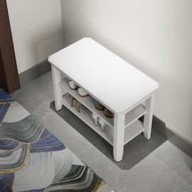 AQIMUELE Wood Shoe Rack Bench for Entryway, 2 Tier Shoe Rack for Front Door Entrance, Shoe Bench with Shoe Storage for Entryway, Bedroom, 23.6"