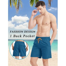 TACVASEN Swim Trunks Mens Beach Shorts Quick Dry Summer Shorts for Men Swimming Trunks Surf Water Shorts Waterproof Beach Pants Pockets , 34, Peacock Blue