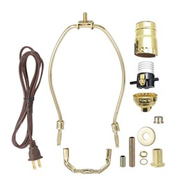 B&P Lamp Brass Plated Finish Table Lamp Wiring Kit With 6 Inch Harp, Push-Thru Socket