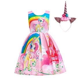 Dressy Daisy Little Girls Dress Costumes Unicorn Costumes with Hair Hoop Fancy Dress up Size 10 Pink FC127
