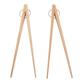 2pcs Wooden Food Tongs Heat Insulated Anti Slip Handle Beech Cooking Tong for Bread Barbecue