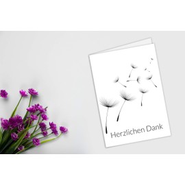 Friendly Fox Thank You Cards Mourning with Envelope, 12 Sympathy Cards with Envelope "Dandelion", Thank You Cards After Funeral, Thank You Card Mourning with Envelope