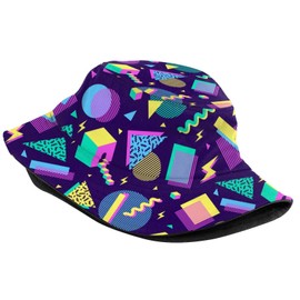 Retro 80s Vintage 90s Bucket Hat Fishing Hats Summer Travel Beach Sun Uv Protection Packable Fisherman Cap for Men Women Teens