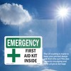 First Aid Kit Inside OSHA Emergency Aluminum Sign 10 Inch