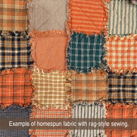 Pumpkin Spice 3 Cotton Homespun Plaid Fabric by JCS - Sold by The Yard