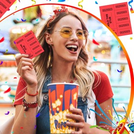 Kosiz 1000 Sheets 5 Bid Raffle Ticket Sheets Chinese Auction Tickets Numbers for Basket Events and Silent Auctions (Red)