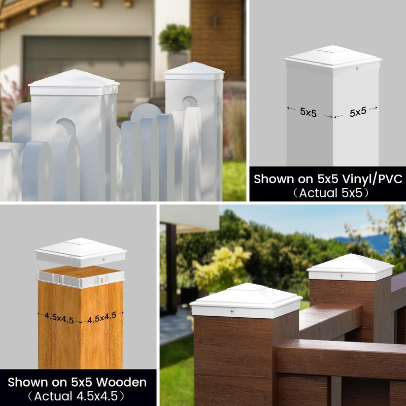SIEDiNLAR 5x5 Pyramid Post Caps Outdoor Waterproof 5X5 Post Cover,