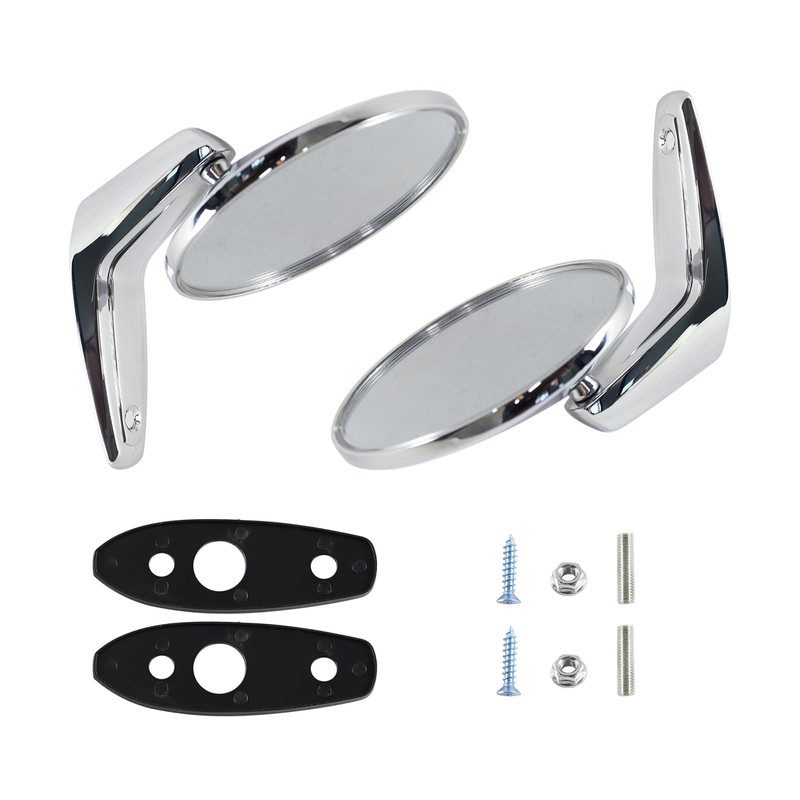 Pair(2) Chrome Door Mirrors Outside Exterior Rearview Compatible With 1966-1975