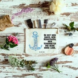 Mr. & Mrs. Panda Make-Up Bag Anchor Blue, White, Hand Drawn