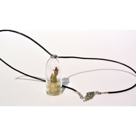 Living Plant Necklace - Needle Cactus - Live Cacti Succulent Plant Terrarium Capsule - Boo-Boo Plant (Needle Cactus, 18" Necklace Leather Cowhide Necklace)